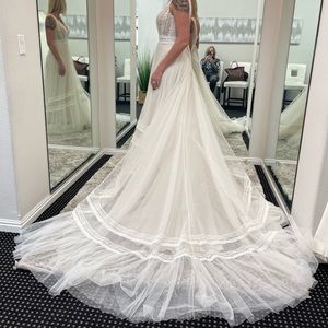 Mori Lee boho-style and semi-cathedral train
